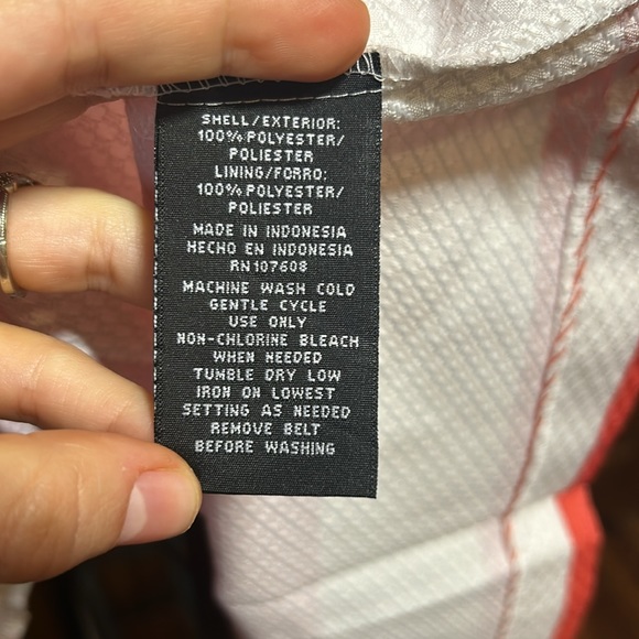 Coral and white striped dress with hidden pockets and removable belt - Picture 10 of 14